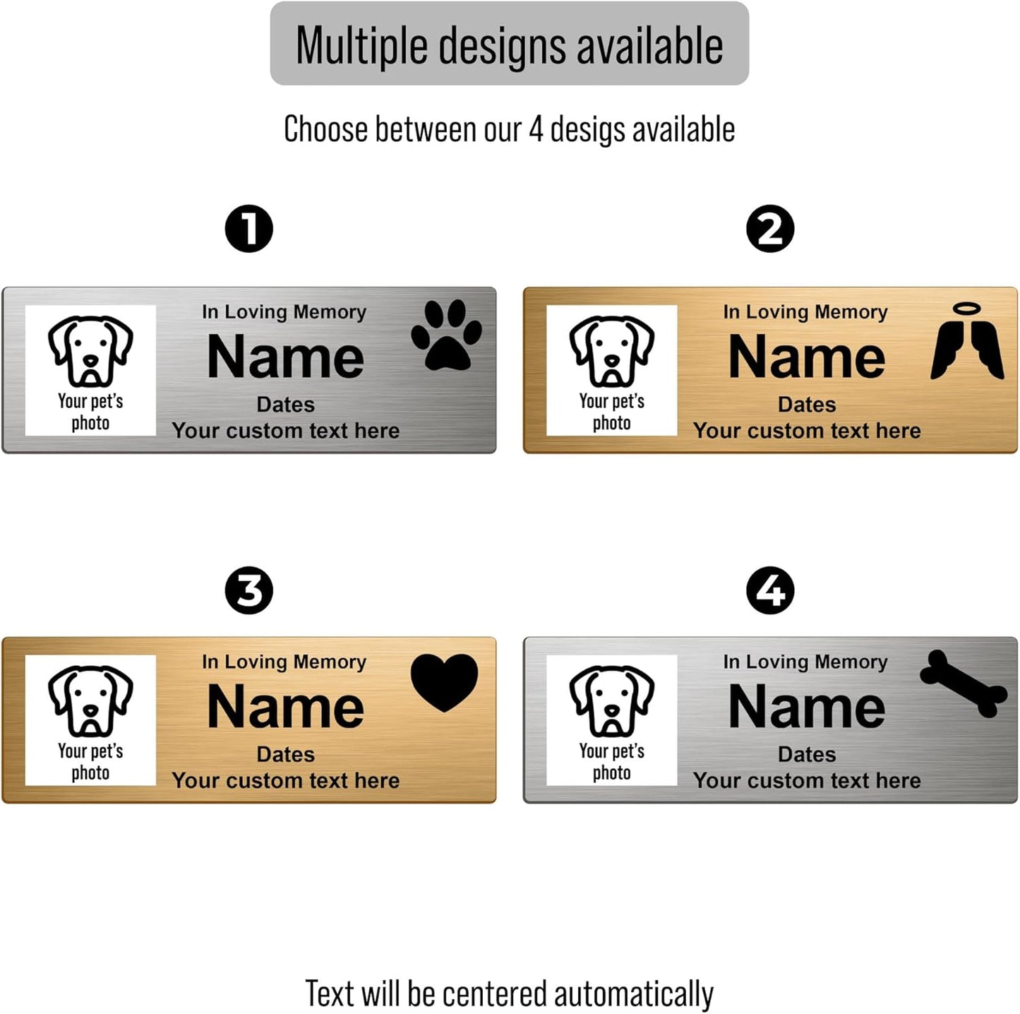 Skiennix Custom Pet Memorial Nameplate - Personalized Stainless Steel Badge for Urns & Ashes