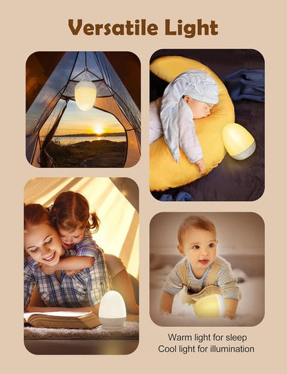 JolyWell Baby Night Light - Portable Touch Lamp with Charging Pad & Timer | White, 2-In-1 Design