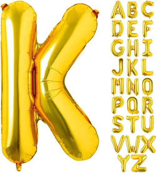 Lovoir 40 Inch Jumbo Gold Letter K Balloon - Mylar Foil Helium Decoration for Birthday Parties