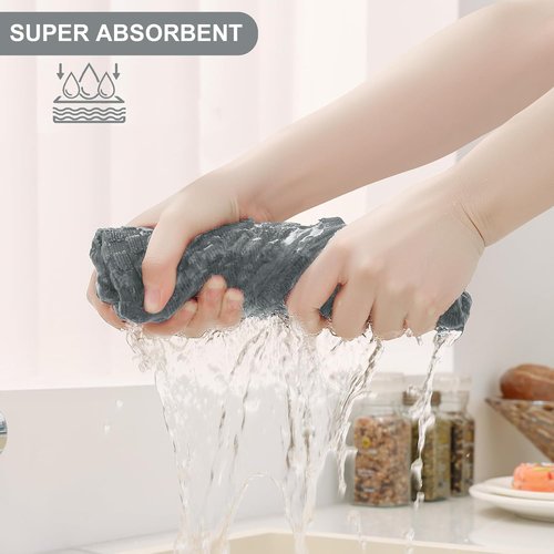 Homaxy Kitchen Towels Set - 100% Cotton, Super Soft & Absorbent | 8-Piece Set in Dark Grey, 12x12 & 15x25 Inches