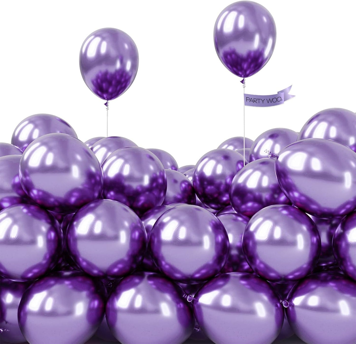 PartyWoo Metallic Purple Balloons - 50 Pcs Mini Chrome Latex for Weddings, Graduations & Parties