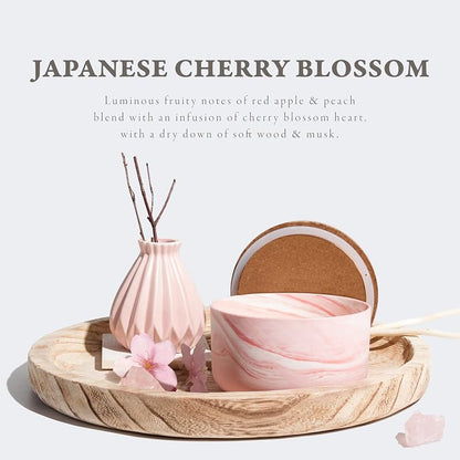 Hidden Label Rose & Sandalwood Scented Soy Candle – Ceramic Jar, Wood Wick, 14.8oz
