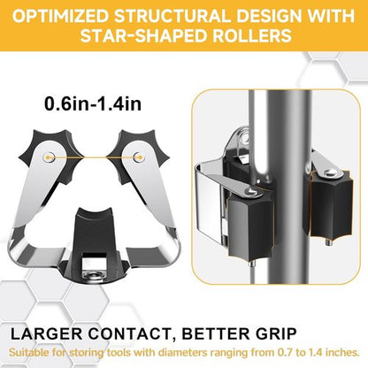 Broom Holder Wall Mount by [Brand Name] - 3 Pack Broom Rack with Star Shaped Rubber Rollers for Strong Grip & Durability
