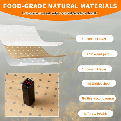 MEIYA Disposable Air Fryer Liners - 180 Pcs Non-Stick Parchment Paper Sheets | 9x11 Inch Unbleached Oven Liners