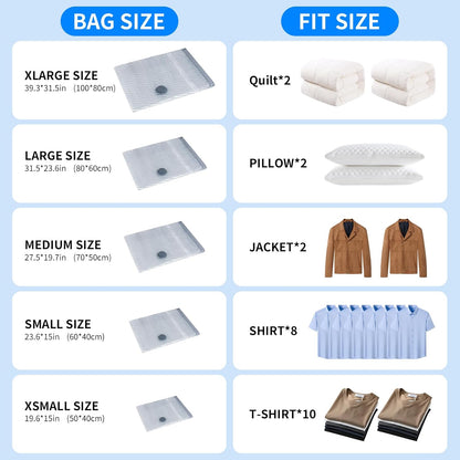 Skiennix Vacuum Seal Bags - 16 PCS Space Saver Set with Electric Air Pump for Travel & Storage