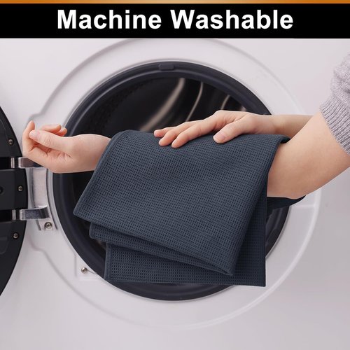 Homaxy 100% Cotton Waffle Weave Kitchen Towels - Soft, Absorbent 4-Pack - Quick Dry 16 x 26 Inches - Dark Grey