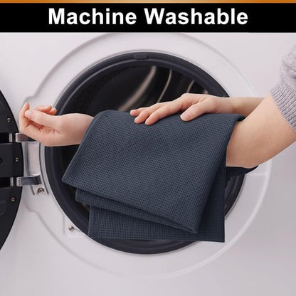 Homaxy 100% Cotton Waffle Weave Kitchen Towels - Soft, Absorbent 4-Pack - Quick Dry 16 x 26 Inches - Dark Grey