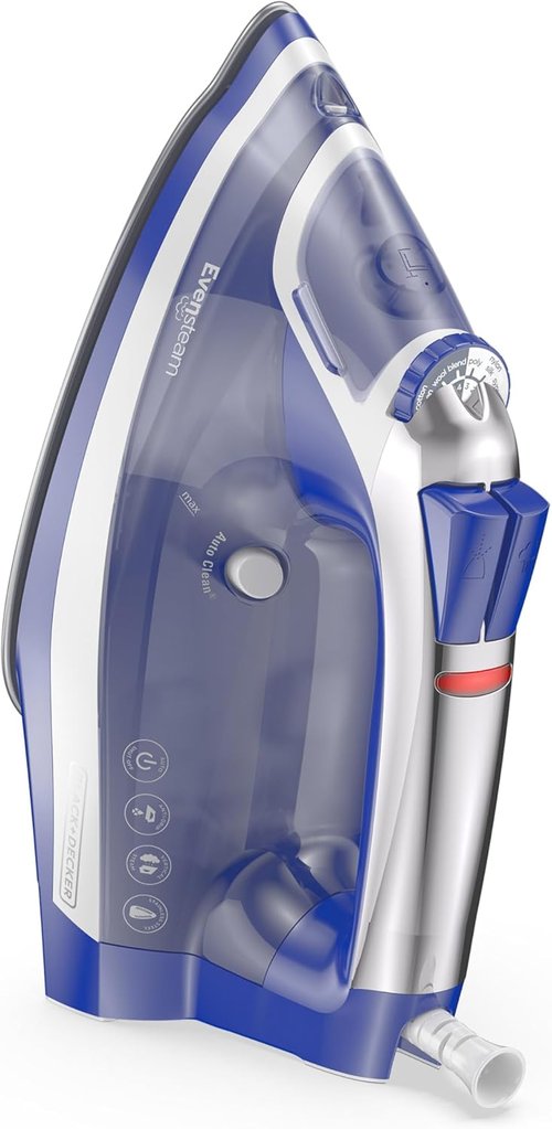 BLACK+DECKER Steam Iron - EvenSteam Soleplate & Smart Control | Easy-Fill Water Tank, 3-Way Shutoff
