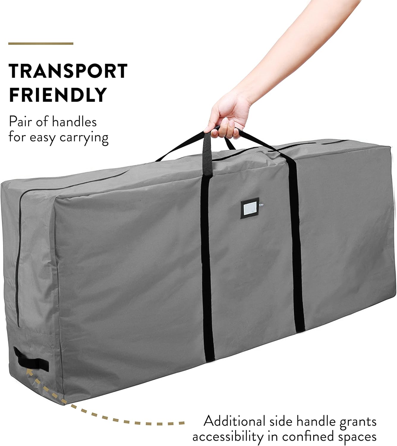 ZOBER Christmas Tree Storage Bag | 600D Oxford Fabric - Fits 9 Ft Trees - Waterproof & Tear-Proof - Gray
