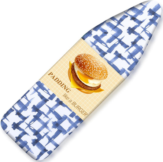 Skiennix Ironing Board Cover - Durable Stain Resistant Pad with 4 Layers, 15 x 54, Blue Brushstrokes