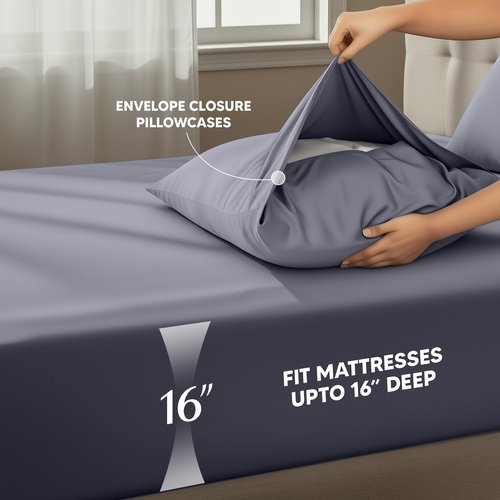 Utopia Bedding California King Sheet Set – 4 Piece Bed Sheets for Cal King Size Bed, Soft and Breathable Microfiber, Includes 1 Fitted Sheet, 1 Flat Sheet and 2 Pillowcases (Grey)