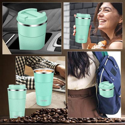 KETIEE 12oz Vacuum Insulated Coffee Mug - Leakproof Stainless Steel Travel Cup for Hot & Cold Beverages