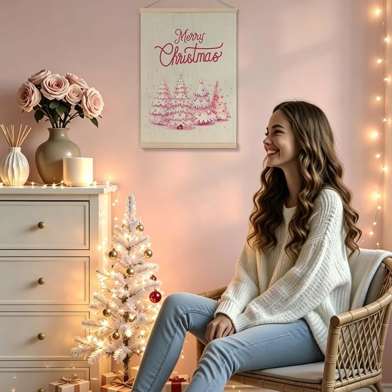 Ever-Going Tune Pink Christmas Canvas Wall Art Decor 12x16 Inches – Variation: Christmas Decor-4