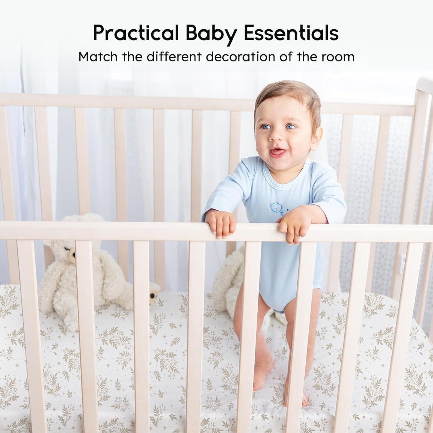 Yoofoss Fitted Baby Crib Sheets - Super Soft Microfiber 2 Pack for Standard Crib & Toddler Mattress | 28x52x8in (Brown & Leaf)