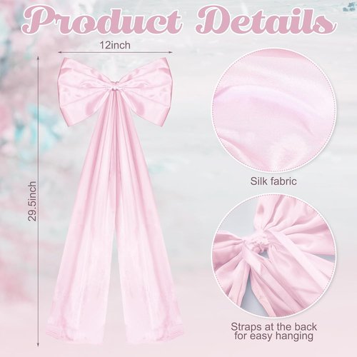 Knitgrip Large Wedding Pew Bows - Elegant Satin Ribbon Decorations | 12 x 29.5 Inch | Pink, 12 Pcs