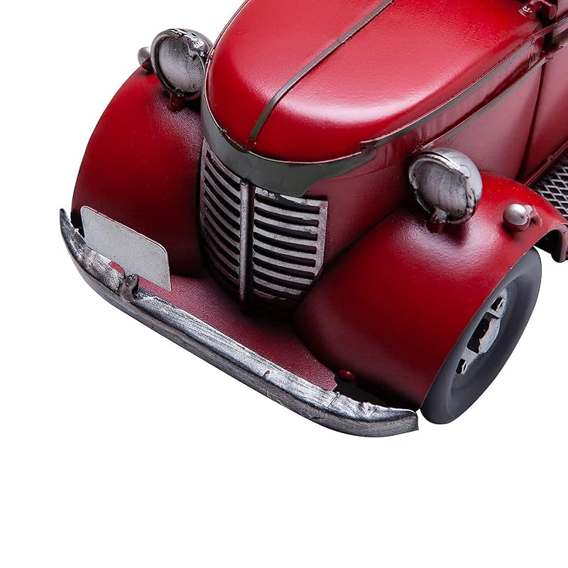 12'' Iron Red Classic Truck Figurine - Desk Decor, Wine Holder & Christmas Centerpiece (Variation: Red+12'')