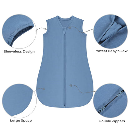 Yoofoss Baby Sleep Sack - 100% Organic Cotton Wearable Blanket | 0-6 Months, 2-Way Zipper, 3 Pack