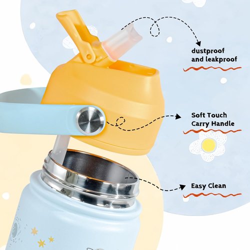 AGH 12oz Stainless Steel Kids Water Bottle - Double Insulated Sports Bottle for Travel | Mushroom Color