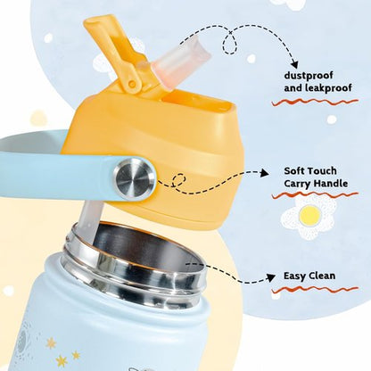 AGH 12oz Stainless Steel Kids Water Bottle - Double Insulated Sports Bottle for Travel | Mushroom Color