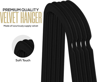 Utopia Home Velvet Hangers - 100 Pack Premium Non-Slip Slim Clothes & Coat Hangers | Heavy Duty, Black