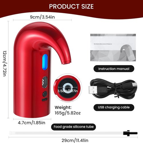 3-in-1 Electric Wine Aerator, Decanter & Dispenser Set – USB Rechargeable Automatic Wine Pourer, Ideal Gift for Wine Lovers