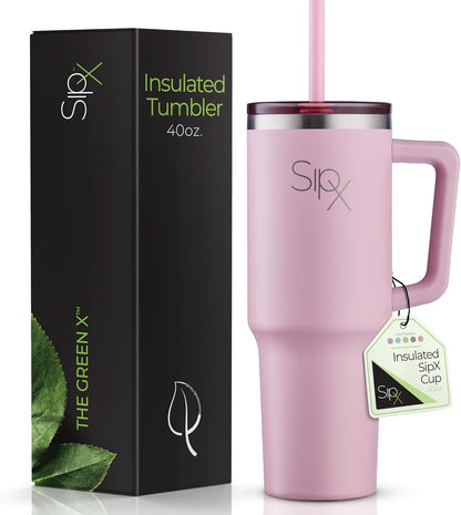 SIPX™ Insulated Tumbler 40 oz - Vacuum-Sealed Stainless Steel, Leakproof & Cupholder Friendly - Pink