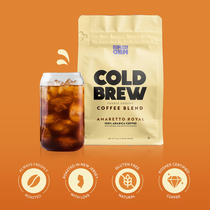 Birch Glen Roasters Cold Brew Coffee | Flavored Coarse Ground Coffee | Medium Roast | Artisanal Roasting | 100% Arabica |1 LB Bag | Banana Foster