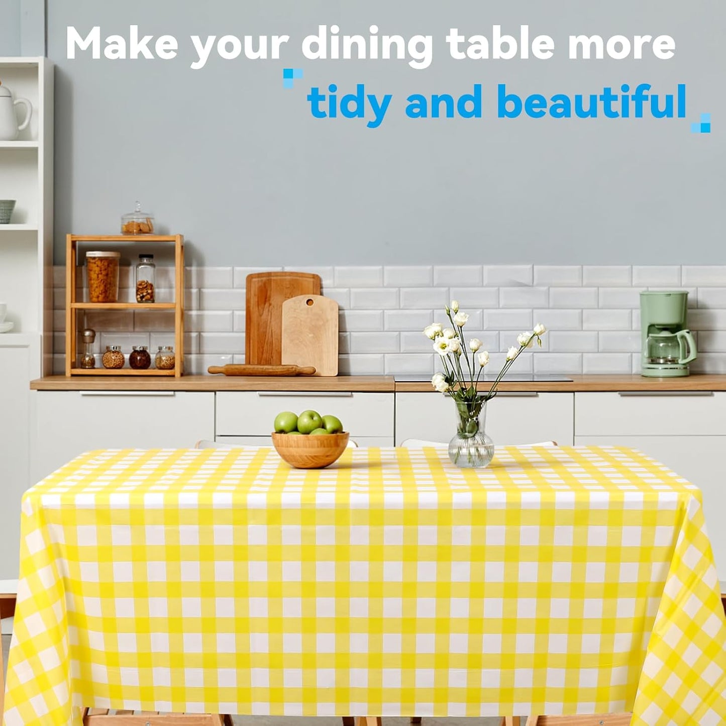 VAIPI 12 Pack Disposable Tablecloths - Pastel Plaid Gingham for Easter Parties | 108 x 54 Inch