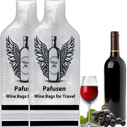 Pafusen 2 Set Wine Bags for Travel, Reusable Wine Bottle Travel Protector Bags, Leak Proof Protective Bottle Bags Sleeves Airplane Cruise Car, Wine Bottles Protector Sleeve