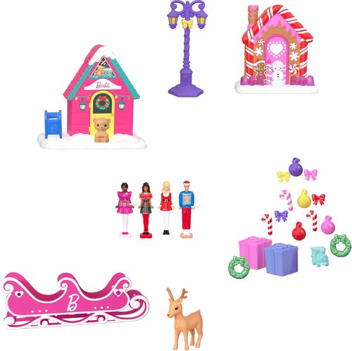 Barbie Mini Land Advent Calendar - 1.5-Inch Dolls & 24 Surprises for Winter Village Playtime Fun