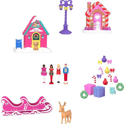 Barbie Mini Land Advent Calendar - 1.5-Inch Dolls & 24 Surprises for Winter Village Playtime Fun