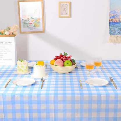 VAIPI 12 Pack Disposable Tablecloths - Pastel Plaid Gingham for Easter Parties | 108 x 54 Inch