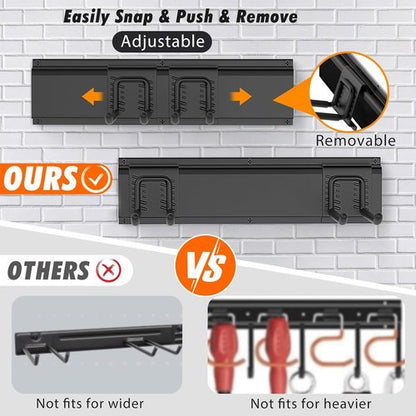 Housolution Heavy Duty Garage Wall Organizer - 64 Inch Storage System with 12 Adjustable Hooks | 570 lbs Capacity