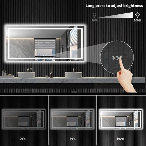 LOAAO LED Bathroom Mirror - 72x32 Inch, Dimmable, Anti-Fog, Shatter-Proof, Backlit & Front Lit