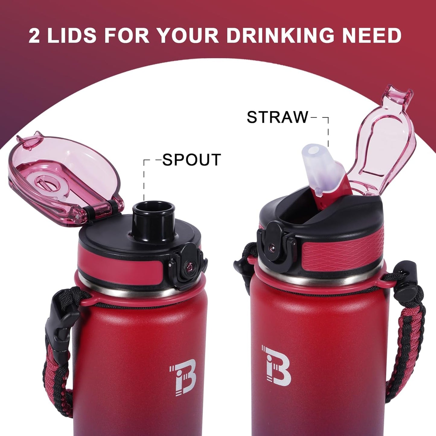 Skiennix 32oz Insulated Water Bottle - Stainless Steel With Straw & Spout Lid | Ideal for Gym & Outdoor Use