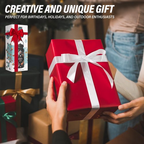 DYSANKY National Parks Water Bottle – 32 oz Insulated Stainless Steel Thermos with 63 Hand-Drawn Park Stickers, Outdoor Accessories & Gift Box – BPA-Free – Ideal for Hiking, Camping & Travel