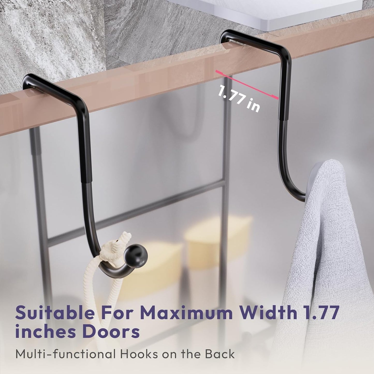 SWTYMIKI Over The Door Shower Caddy - Hanging Organizer with Double Soap Holder & 16 Hooks | Black