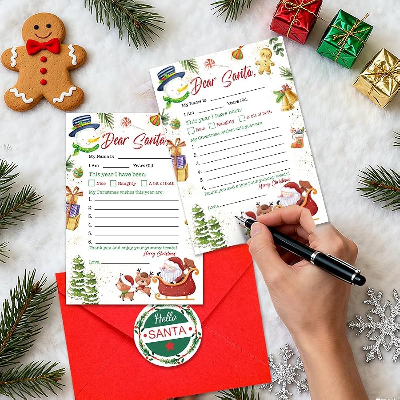Santa Letter Writing Kit with Envelopes Stickers & Labels - Christmas Activity Set - SDLT01