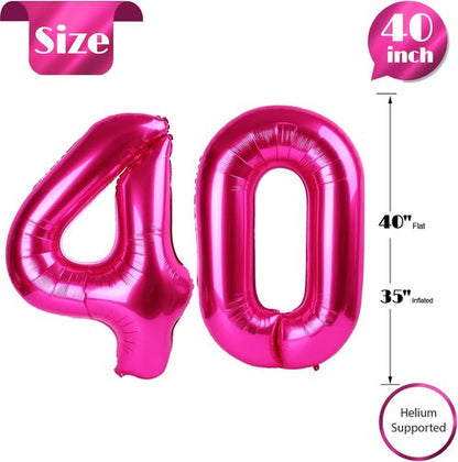 Hot Pink Number 40 Balloon - 40 Inch 40th Birthday Decoration for Women | Vibrant Party Supplies