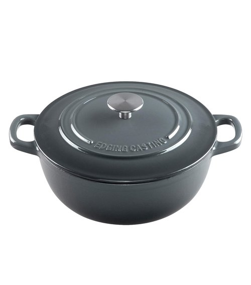 EDGING CASTING Enameled Cast Iron Dutch Ovens With Lid Dual Handle, Cast Iron Bread Oven, Suitable For Variety Stovetops, 3.5 Quart, Gray