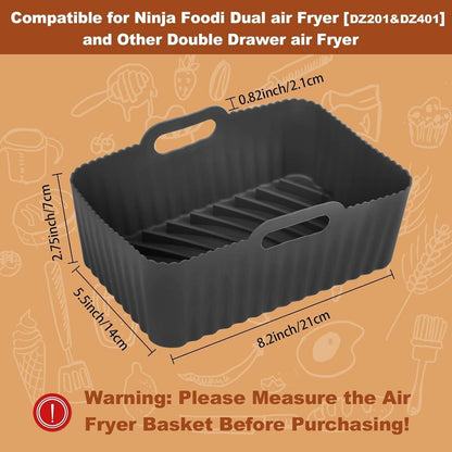 Skiennix Silicone Air Fryer Liners - Non-Stick Reusable Accessories for Ninja Foodi Dual DZ201 | Fits 8 QT