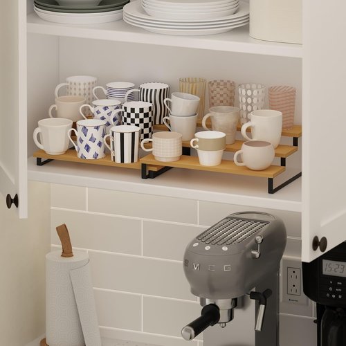 Furinno RAVEL Kitchen Countertop Organizer - 3-Tier Expandable Spice Rack Set of 2 | Beech Finish