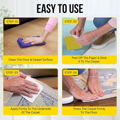 Alien Grip Carpet Tape - 20 Pcs Anti-Slip Double-Sided Rug Grippers for Hardwood & Tile Floors