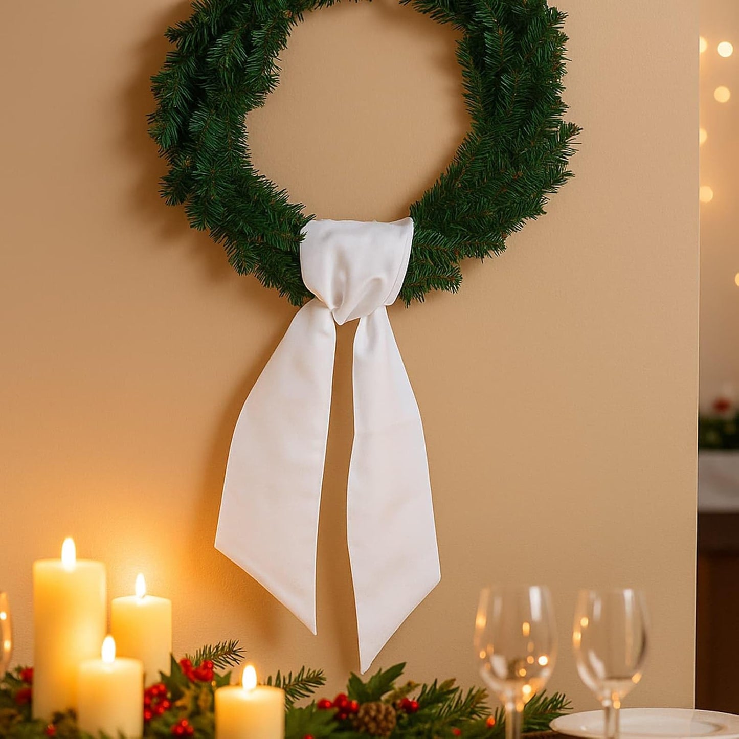 Skiennix White Blank Sash Ribbon - 55" Professional Grade Linen Bow for Wedding & Holiday Crafts