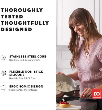 DI ORO Silicone Spatula Set - Heat-Resistant Rubber Kitchen Spatulas for Baking & Cooking - 600°F, BPA Free (3pc, Black)