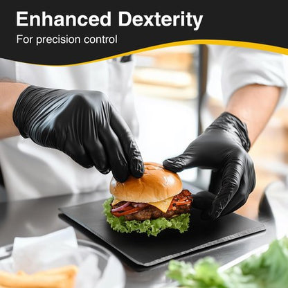 Schneider Nitrile Exam Gloves, Black Latex Free Powder Free Disposable Gloves for Medical, Cooking, Cleaning, and Food Prep (Medium, 200)
