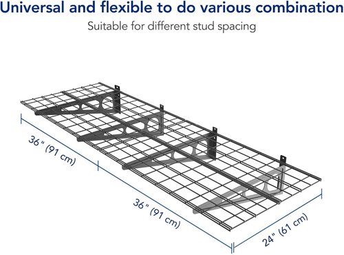 FLEXIMOUNTS Wall Shelf | 4-Pack 2x6ft Garage Storage Rack | Classic Black Floating Shelves
