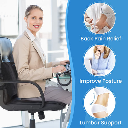 LumbarPal Lumbar Support Pillow for Office Chair Back Support Lumbar Pillow for Car, Gaming, Office Chair - Improve Sitting Posture & Back Pain Relief, Memory Foam, Adjustable Straps, Fluffy Black