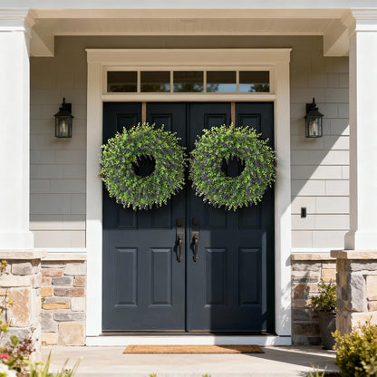 Skiennix 26" Artificial Lavender & Eucalyptus Wreath - UV Resistant Faux Greenery for Spring & Summer Decor