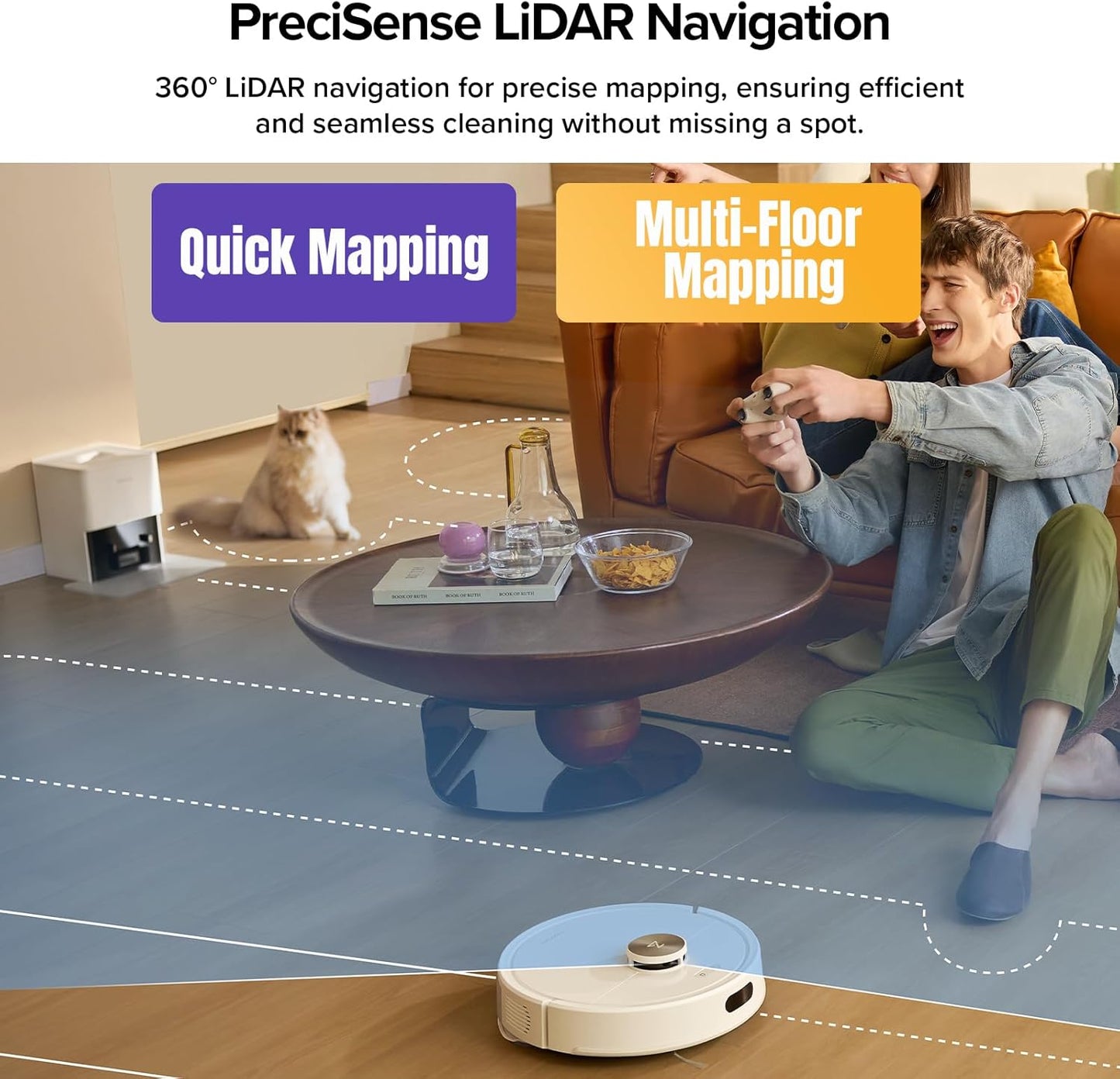 Roborock Q7 M5+ Robot Vacuum & Mop - 10000Pa Suction, Self-Emptying, App Control | White